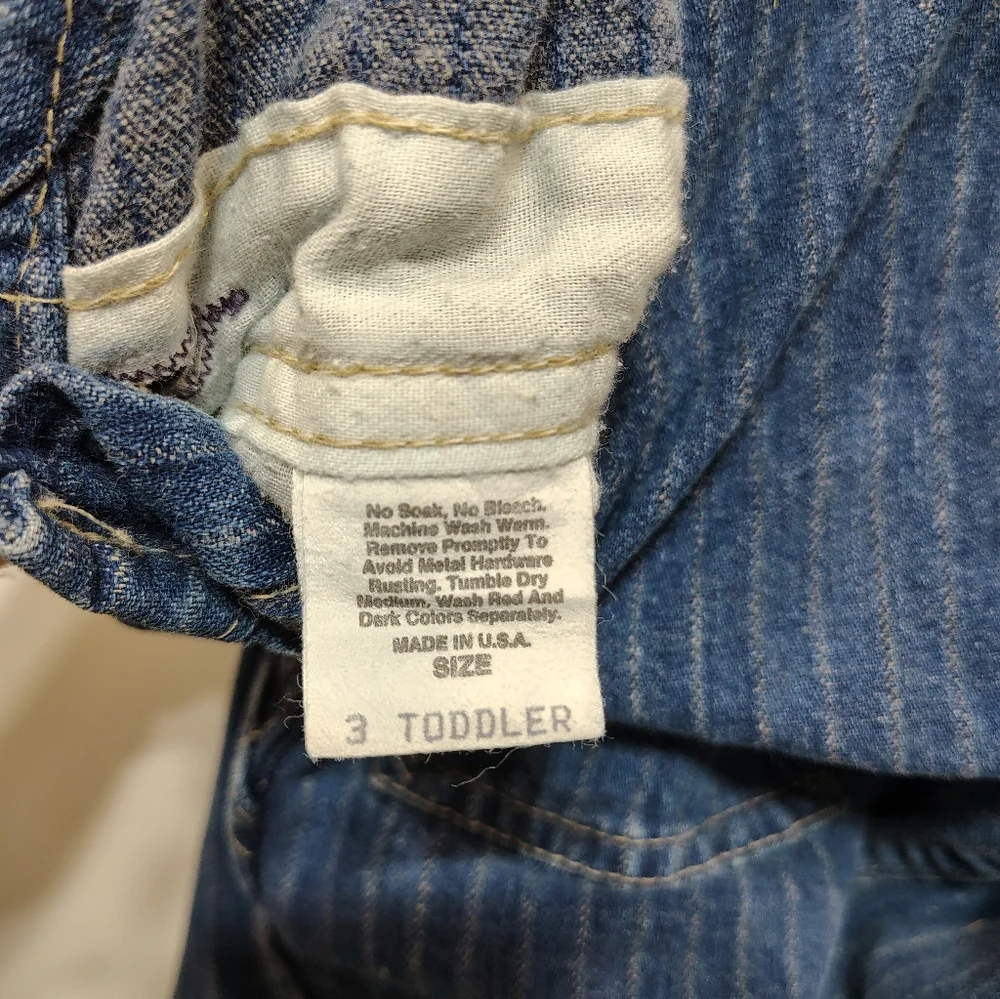 Vintage OshKosh BGosh Railroad Stripe Denim Overalls Vestbak Made in USA Toddler